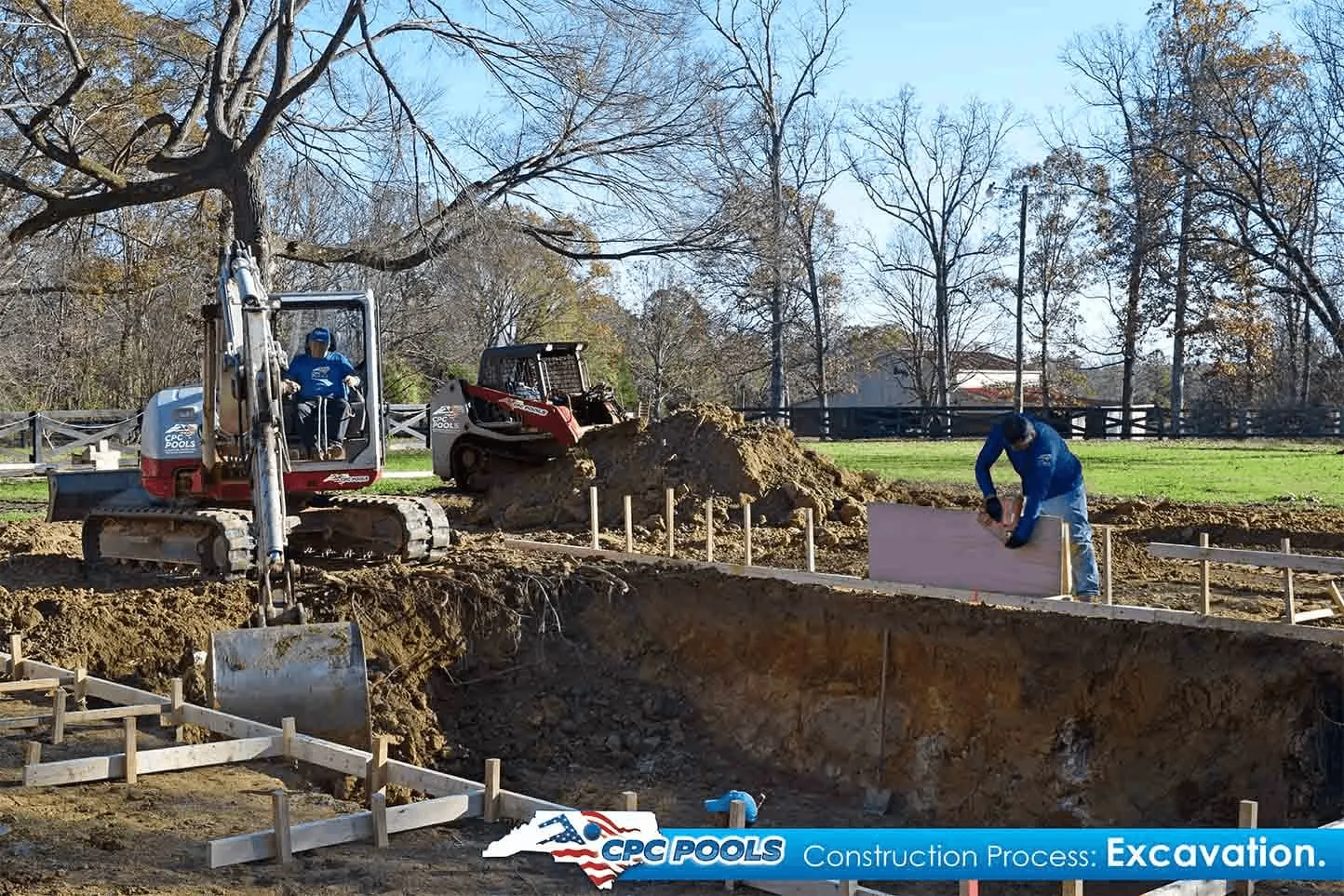 Custom concrete pool build in progress in North Carolina