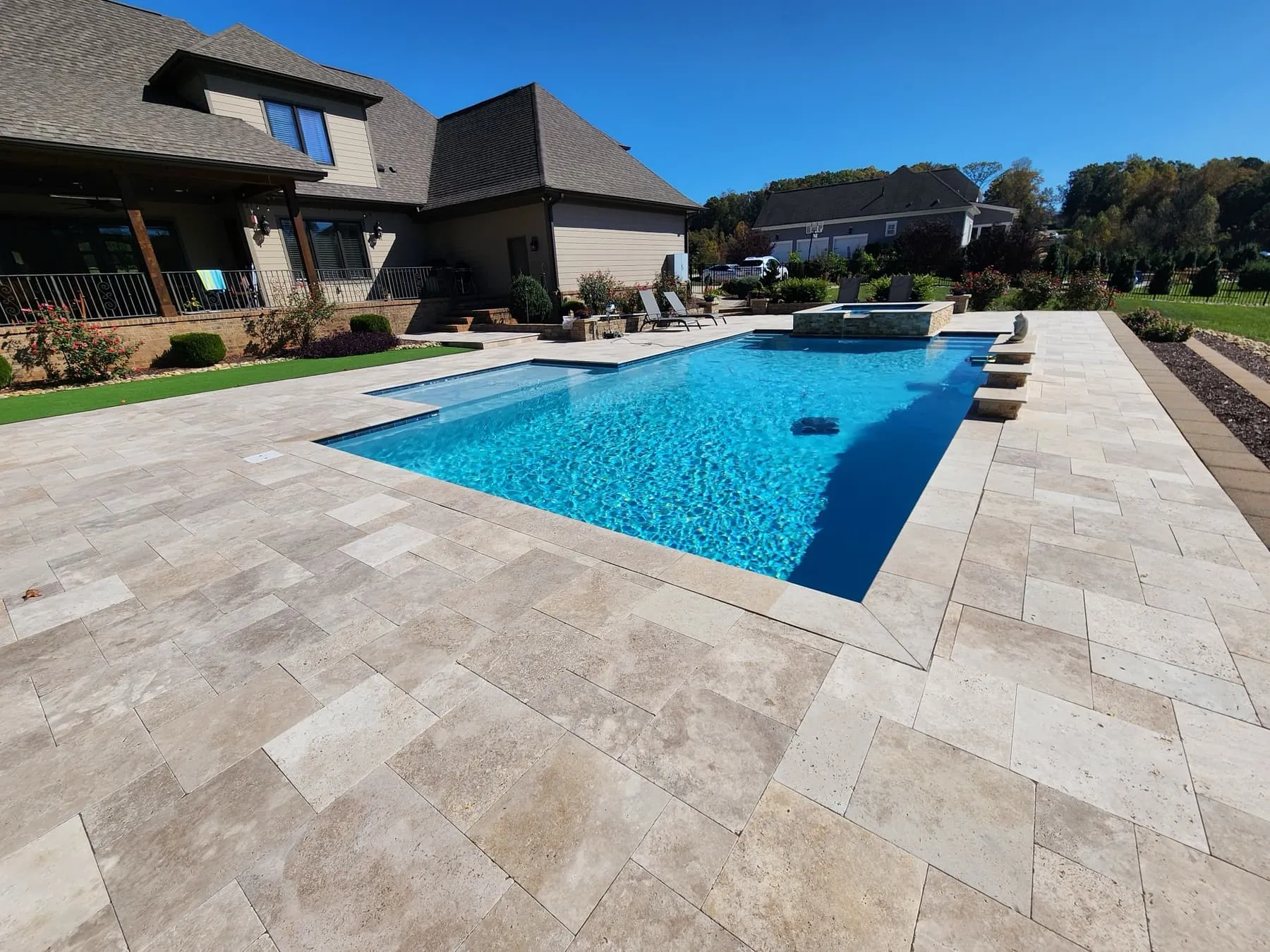 A geometric and rectangle pool built by CPC Pools