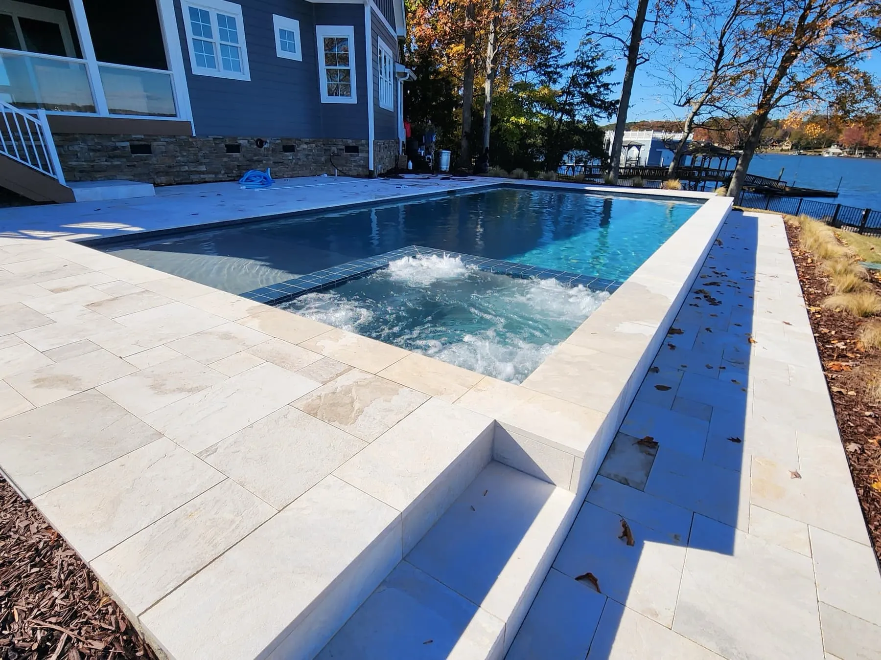 A custom concrete pool built by CPC Pools